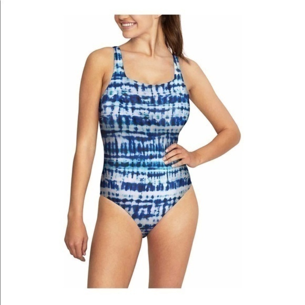 SPEEDO Bright Cobalt printed square neck tank one piece swimsuit -various
